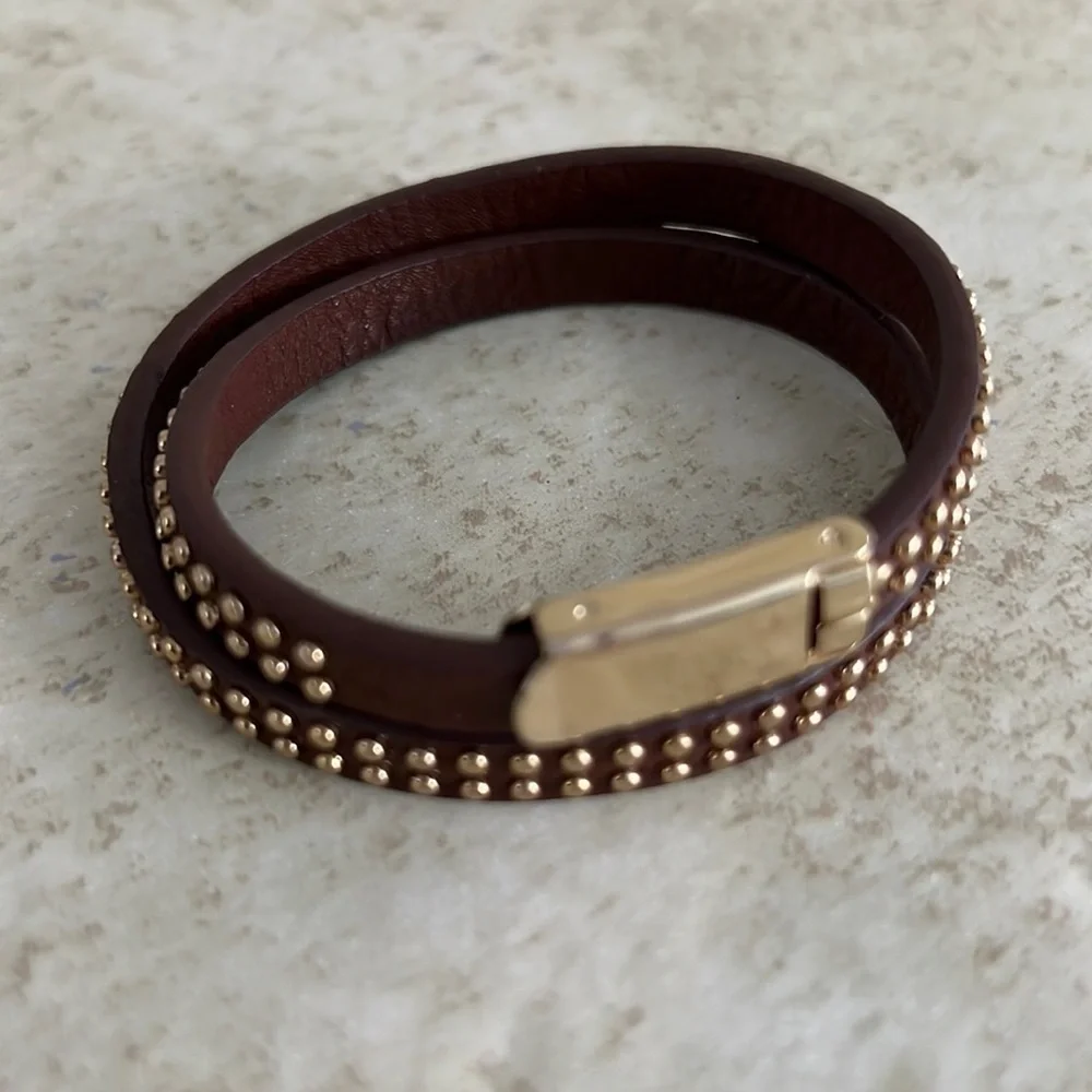 Leather Studed Choker or Double wrap Bracelet